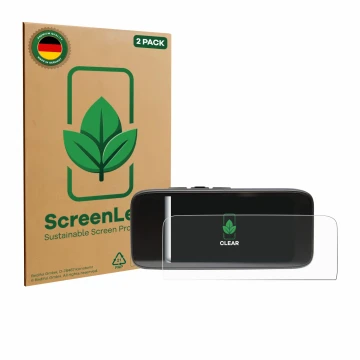 Face avant d’un emballage produit avec le logo de la marque ScreenLeaf. À côté, l’appareil Peterson StroboClip HD est représen