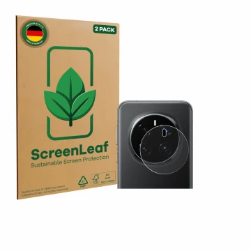 Face avant d’un emballage produit avec le logo de la marque ScreenLeaf. À côté, l’appareil Honor Magic 7 Pro (Caméra UNIQUEMEN