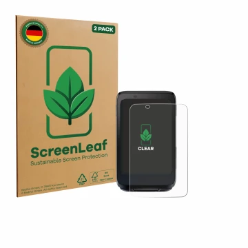 Face avant d’un emballage produit avec le logo de la marque ScreenLeaf. À côté, l’appareil iGPSPORT BiNavi est représenté avec
