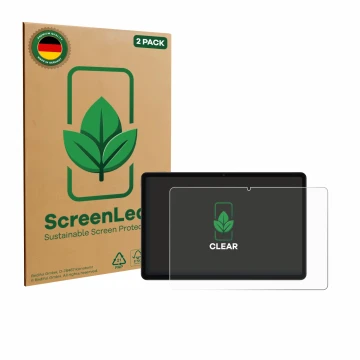 Face avant d’un emballage produit avec le logo de la marque ScreenLeaf. À côté, l’appareil Xiaomi Redmi Pad 2 est représenté a