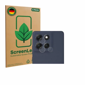 Face avant d’un emballage produit avec le logo de la marque ScreenLeaf. À côté, l’appareil Motorola Moto G86 (Caméra UNIQUEMEN