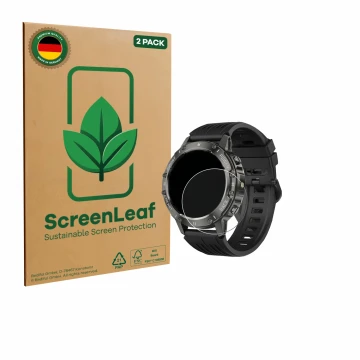 Face avant d’un emballage produit avec le logo de la marque ScreenLeaf. À côté, l’appareil TIMU S81 1.39
