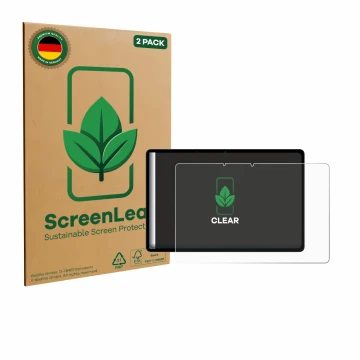 Face avant d’un emballage produit avec le logo de la marque ScreenLeaf. À côté, l’appareil Oppo Pad SE est représenté avec la 