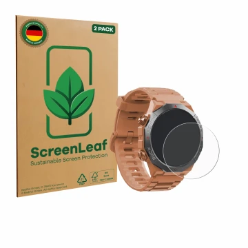 Face avant d’un emballage produit avec le logo de la marque ScreenLeaf. À côté, l’appareil Qecnato S10 1.39