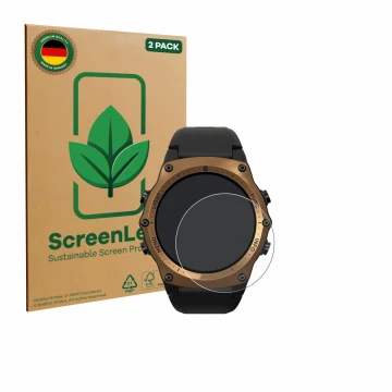 Face avant d’un emballage produit avec le logo de la marque ScreenLeaf. À côté, l’appareil Shearwater Teric dive computer est 