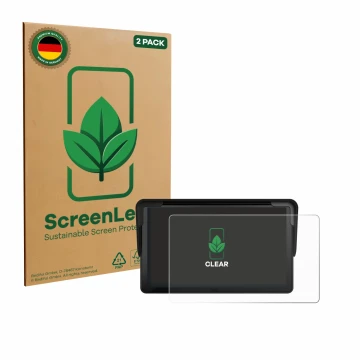 Face avant d’un emballage produit avec le logo de la marque ScreenLeaf. À côté, l’appareil Carpuride V3 7