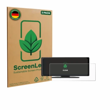 Face avant d’un emballage produit avec le logo de la marque ScreenLeaf. À côté, l’appareil Carpuride V92 10.26