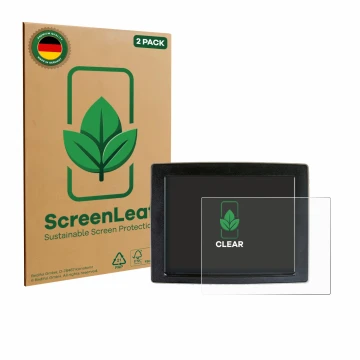 Face avant d’un emballage produit avec le logo de la marque ScreenLeaf. À côté, l’appareil John Deere GreenStar est représenté