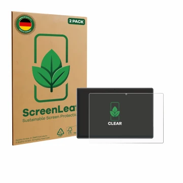 Face avant d’un emballage produit avec le logo de la marque ScreenLeaf. À côté, l’appareil Xgody P60 Pro est représenté avec l