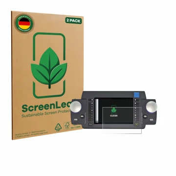 Face avant d’un emballage produit avec le logo de la marque ScreenLeaf. À côté, l’appareil ESU Ecos 50220 est représenté avec 