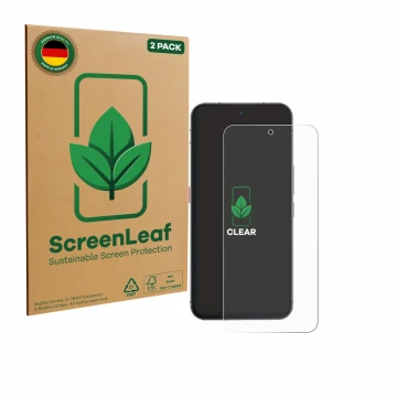 Face avant d’un emballage produit avec le logo de la marque ScreenLeaf. À côté, l’appareil Oukitel WP210 5G est représenté ave