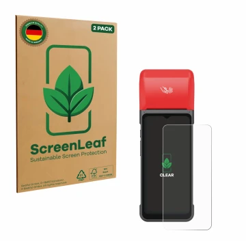 Face avant d’un emballage produit avec le logo de la marque ScreenLeaf. À côté, l’appareil iMin Swift 2 Pro est représenté ave