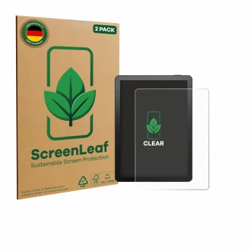 Face avant d’un emballage produit avec le logo de la marque ScreenLeaf. À côté, l’appareil Bigme B6 Color est représenté avec 