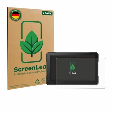 Face avant d’un emballage produit avec le logo de la marque ScreenLeaf. À côté, l’appareil Interphone Sync 70 Essential est re