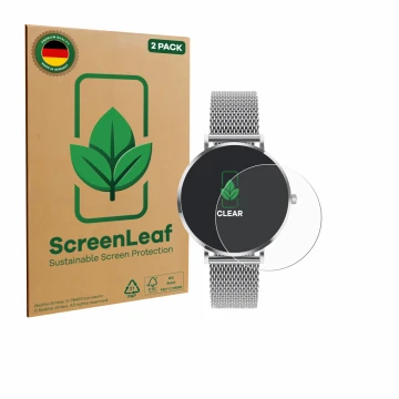 Face avant d’un emballage produit avec le logo de la marque ScreenLeaf. À côté, l’appareil Pireware Amory 5 Mini est représent