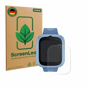 Face avant d’un emballage produit avec le logo de la marque ScreenLeaf. À côté, l’appareil TCL Movetime MT48 est représenté av