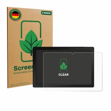 Face avant d’un emballage produit avec le logo de la marque ScreenLeaf. À côté, l’appareil MUISOO A10 10.1