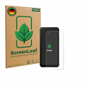 Face avant d’un emballage produit avec le logo de la marque ScreenLeaf. À côté, l’appareil Hammer Blade V 5G est représenté av
