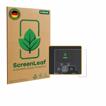 Face avant d’un emballage produit avec le logo de la marque ScreenLeaf. À côté, l’appareil Junsi iCharger DX12 est représenté 