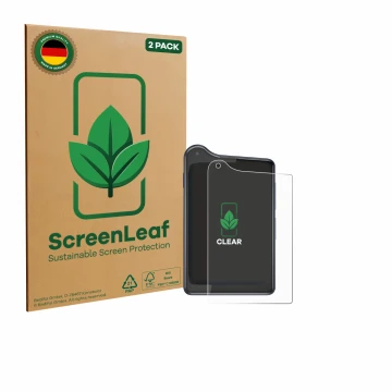 Face avant d’un emballage produit avec le logo de la marque ScreenLeaf. À côté, l’appareil Xiaomi Qin K25 est représenté avec 