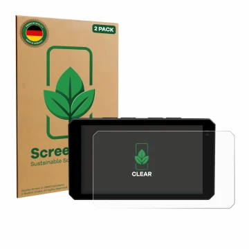 Face avant d’un emballage produit avec le logo de la marque ScreenLeaf. À côté, l’appareil Chigee AIO-6 LTE 4G est représenté 