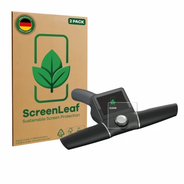 Face avant d’un emballage produit avec le logo de la marque ScreenLeaf. À côté, l’appareil Motocaddy M7 GPS Remote est représe