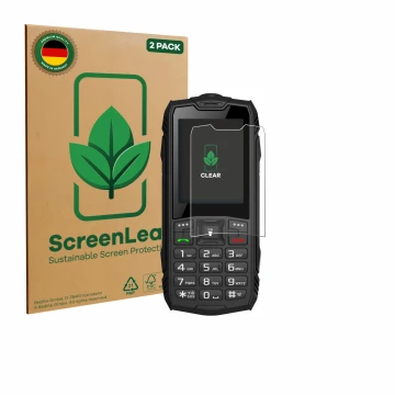 Face avant d’un emballage produit avec le logo de la marque ScreenLeaf. À côté, l’appareil Hammer Rock est représenté avec la 