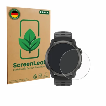 Face avant d’un emballage produit avec le logo de la marque ScreenLeaf. À côté, l’appareil Coros Apex 4 (42 mm) est représenté