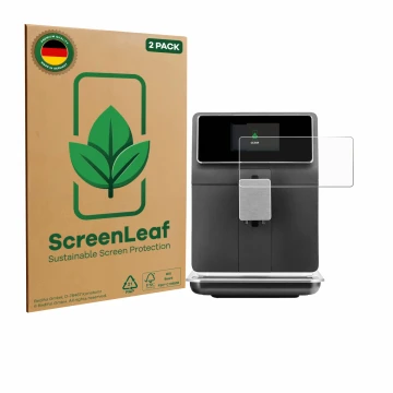 Face avant d’un emballage produit avec le logo de la marque ScreenLeaf. À côté, l’appareil WMF Perfection 860L est représenté 