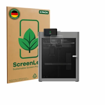 Face avant d’un emballage produit avec le logo de la marque ScreenLeaf. À côté, l’appareil Bambu Lab P2S 3D Printer est représ