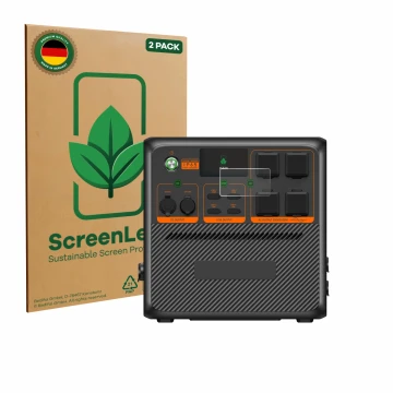 Face avant d’un emballage produit avec le logo de la marque ScreenLeaf. À côté, l’appareil Bluetti AC240P est représenté avec 