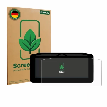 Face avant d’un emballage produit avec le logo de la marque ScreenLeaf. À côté, l’appareil Ducati Streetfighter V4 2025 Affich