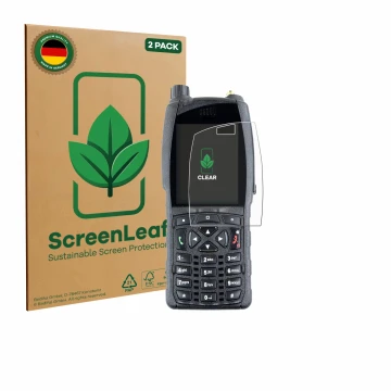 Face avant d’un emballage produit avec le logo de la marque ScreenLeaf. À côté, l’appareil Sepura SC2020 est représenté avec l