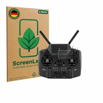 Face avant d’un emballage produit avec le logo de la marque ScreenLeaf. À côté, l’appareil Radiomaster GX12 est représenté ave