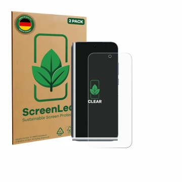 Face avant d’un emballage produit avec le logo de la marque ScreenLeaf. À côté, l’appareil realme GT 8 Pro est représenté avec