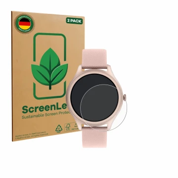 Face avant d’un emballage produit avec le logo de la marque ScreenLeaf. À côté, l’appareil Reflex Active Spectra 300 R AMOLED 