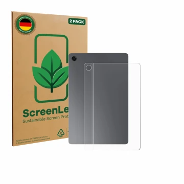 Face avant d’un emballage produit avec le logo de la marque ScreenLeaf. À côté, l’appareil Samsung Galaxy Tab A11 Plus 5G 11