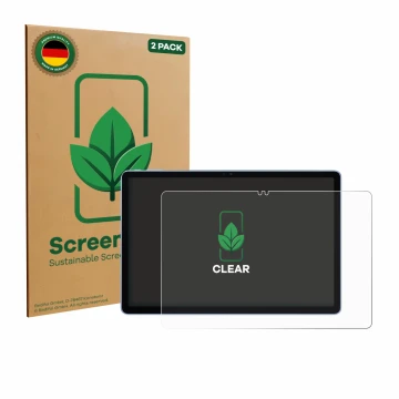 Face avant d’un emballage produit avec le logo de la marque ScreenLeaf. À côté, l’appareil Itel VistaTab 30 est représenté ave