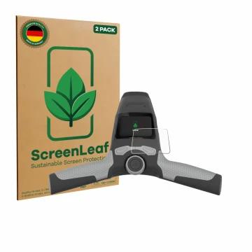 Face avant d’un emballage produit avec le logo de la marque ScreenLeaf. À côté, l’appareil PowaKaddy FW5s est représenté avec 