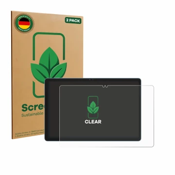 Face avant d’un emballage produit avec le logo de la marque ScreenLeaf. À côté, l’appareil Blackview Zeno 10 est représenté av