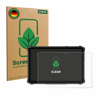 Face avant d’un emballage produit avec le logo de la marque ScreenLeaf. À côté, l’appareil Ulefone Armor Pad 5 Pro est représe