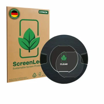 Face avant d’un emballage produit avec le logo de la marque ScreenLeaf. À côté, l’appareil OOONO P-DISC NO1 est représenté ave