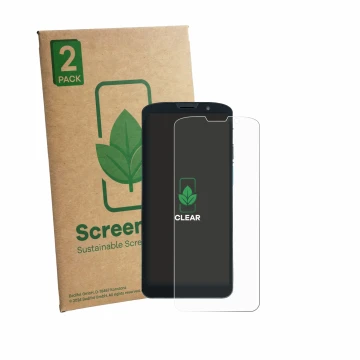 Face avant d’un emballage produit avec le logo de la marque ScreenLeaf. À côté, l’appareil Unitech EA630 est représenté avec l