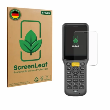 Face avant d’un emballage produit avec le logo de la marque ScreenLeaf. À côté, l’appareil Newland MT37 Baiji est représenté a