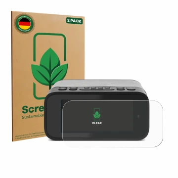 Face avant d’un emballage produit avec le logo de la marque ScreenLeaf. À côté, l’appareil TechniSat Digitradio 52 BT est repr