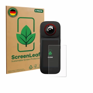 Face avant d’un emballage produit avec le logo de la marque ScreenLeaf. À côté, l’appareil Labpano PanoX V3 360° est représent
