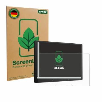 Face avant d’un emballage produit avec le logo de la marque ScreenLeaf. À côté, l’appareil Atoto X10 10
