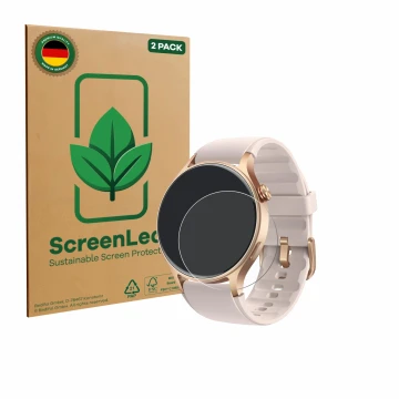 Face avant d’un emballage produit avec le logo de la marque ScreenLeaf. À côté, l’appareil aeac AR01 1.32