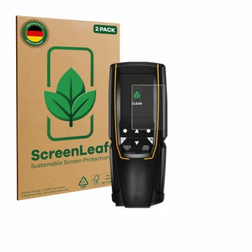 Face avant d’un emballage produit avec le logo de la marque ScreenLeaf. À côté, l’appareil Testo 310 (2e Gen.) est représenté 
