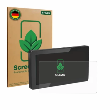 Face avant d’un emballage produit avec le logo de la marque ScreenLeaf. À côté, l’appareil Innovv N1 5.5